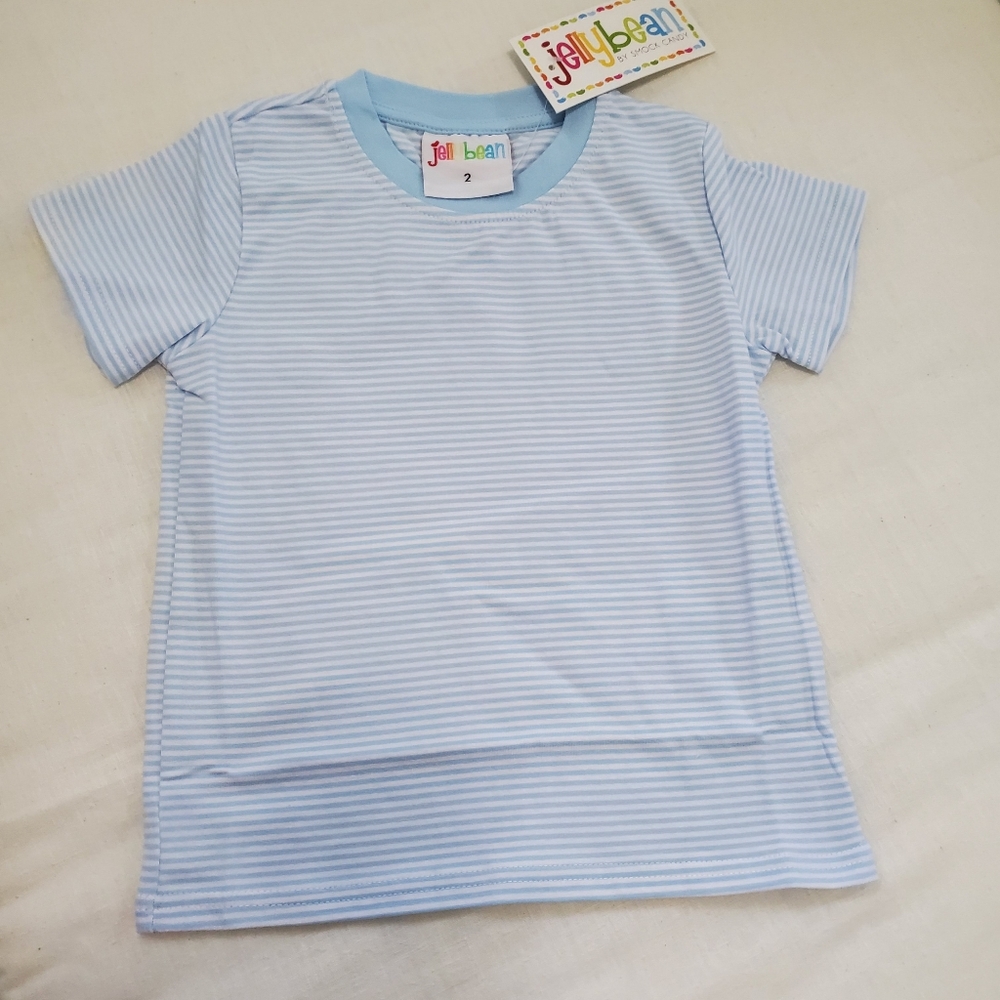 Jelly Bean/Smock Candy Light Blue Striped Kids T-Shirt Size 2 Cotton/Spandex NWT